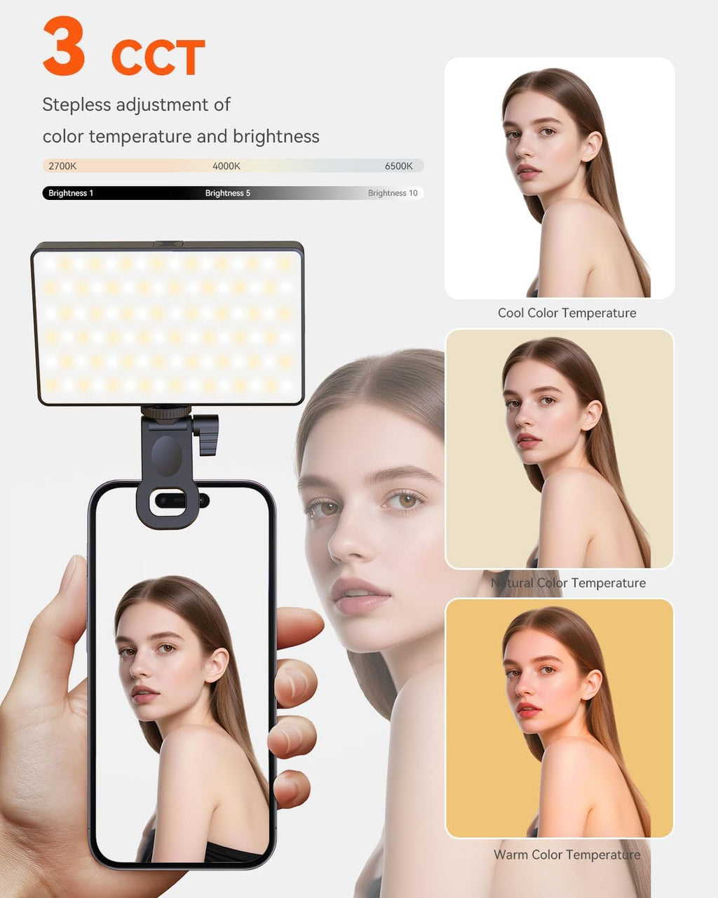 Selfie Light Ring Light for Phone: 90 LED Rechargeable iPhone Fill Lights, Ring Light for Camera Picture, Makeup Photo, Video Conferences, Laptop Use, Zoom Meetings, TikTok, Vlog Photography