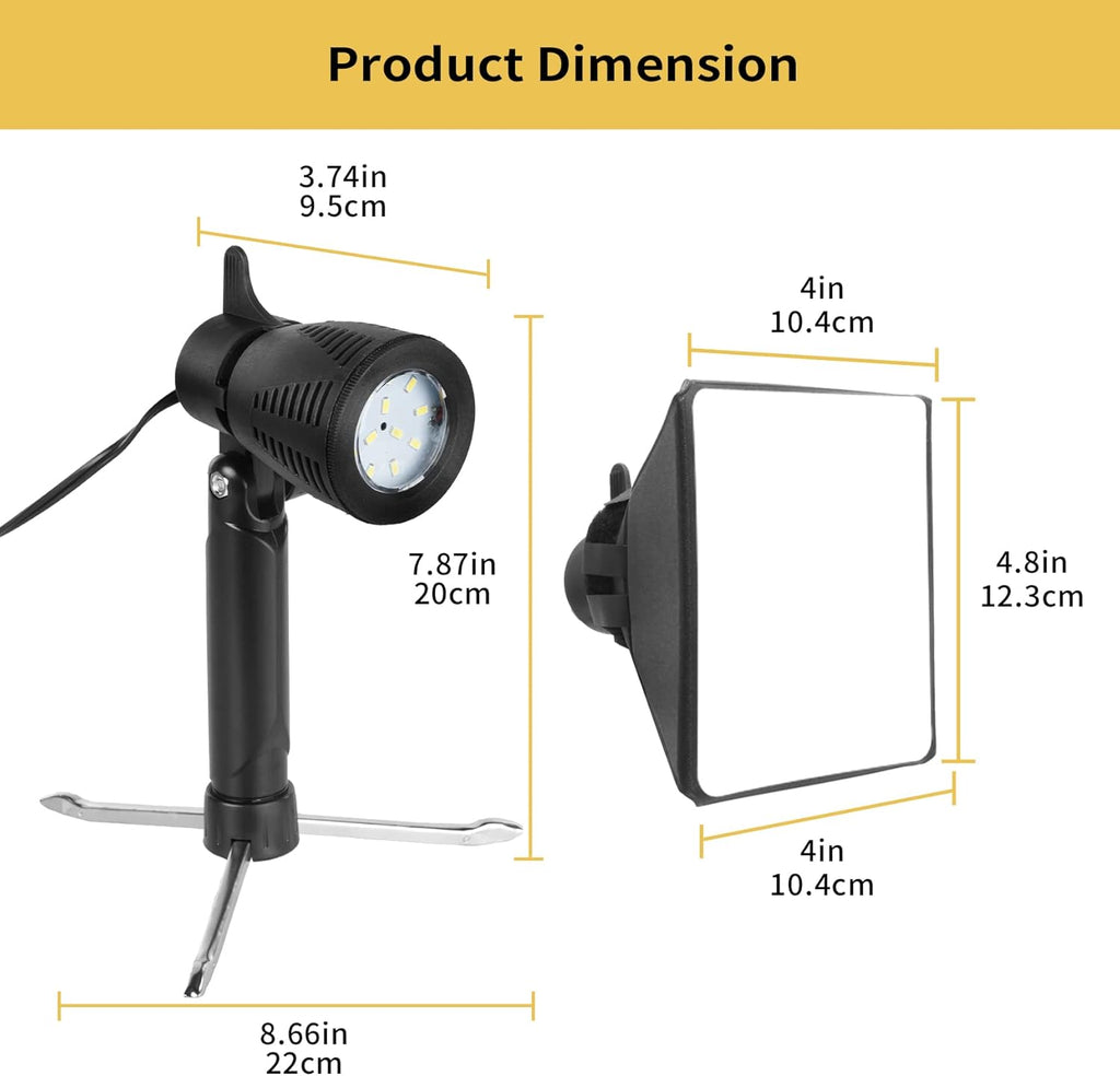 Meking Mini Softbox Photography Lighting Kit, Portable 4x4.8in Continuous Lighting LED Lamp with Collapsible Diffuser for Video Tabletop Studio Small Product Shooting, 2 Sets