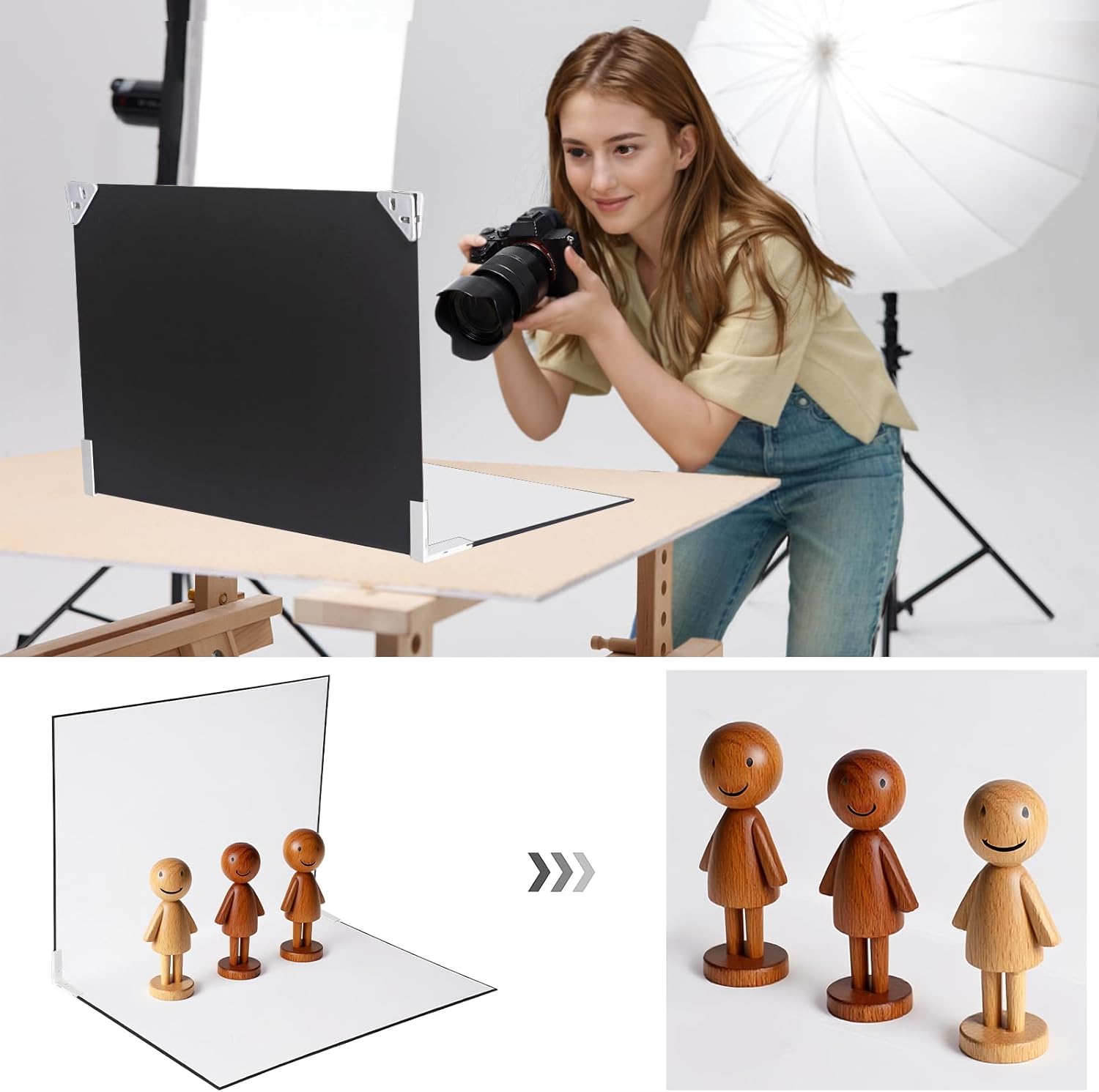 Yoocheese Photo Backdrop for Product Photography - Tabletop Photo Backdrop Kit - 10 Double-Sided Backgrounds, 20 Patterns - 1-Min Setup for Food Photography & Small Products, 16.5 x 11.7 in