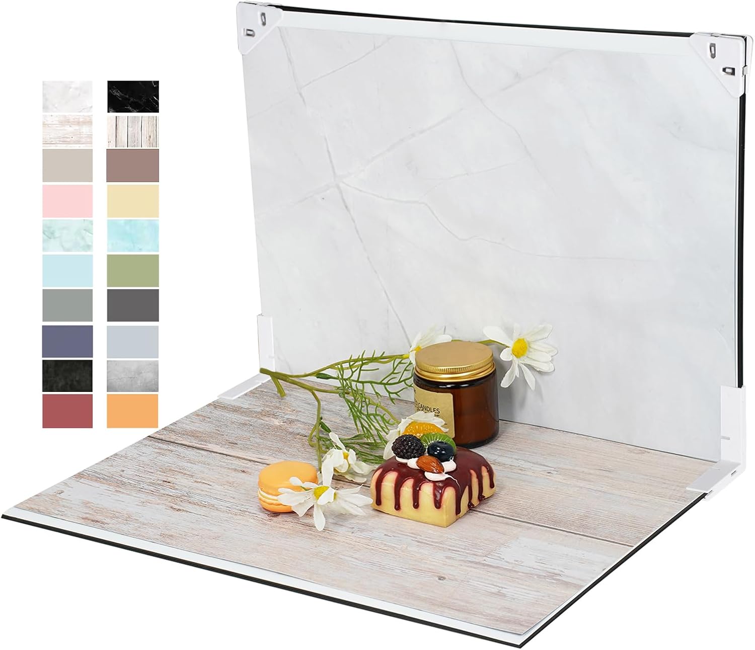 Yoocheese Photo Backdrop for Product Photography - Tabletop Photo Backdrop Kit - 10 Double-Sided Backgrounds, 20 Patterns - 1-Min Setup for Food Photography & Small Products, 16.5 x 11.7 in