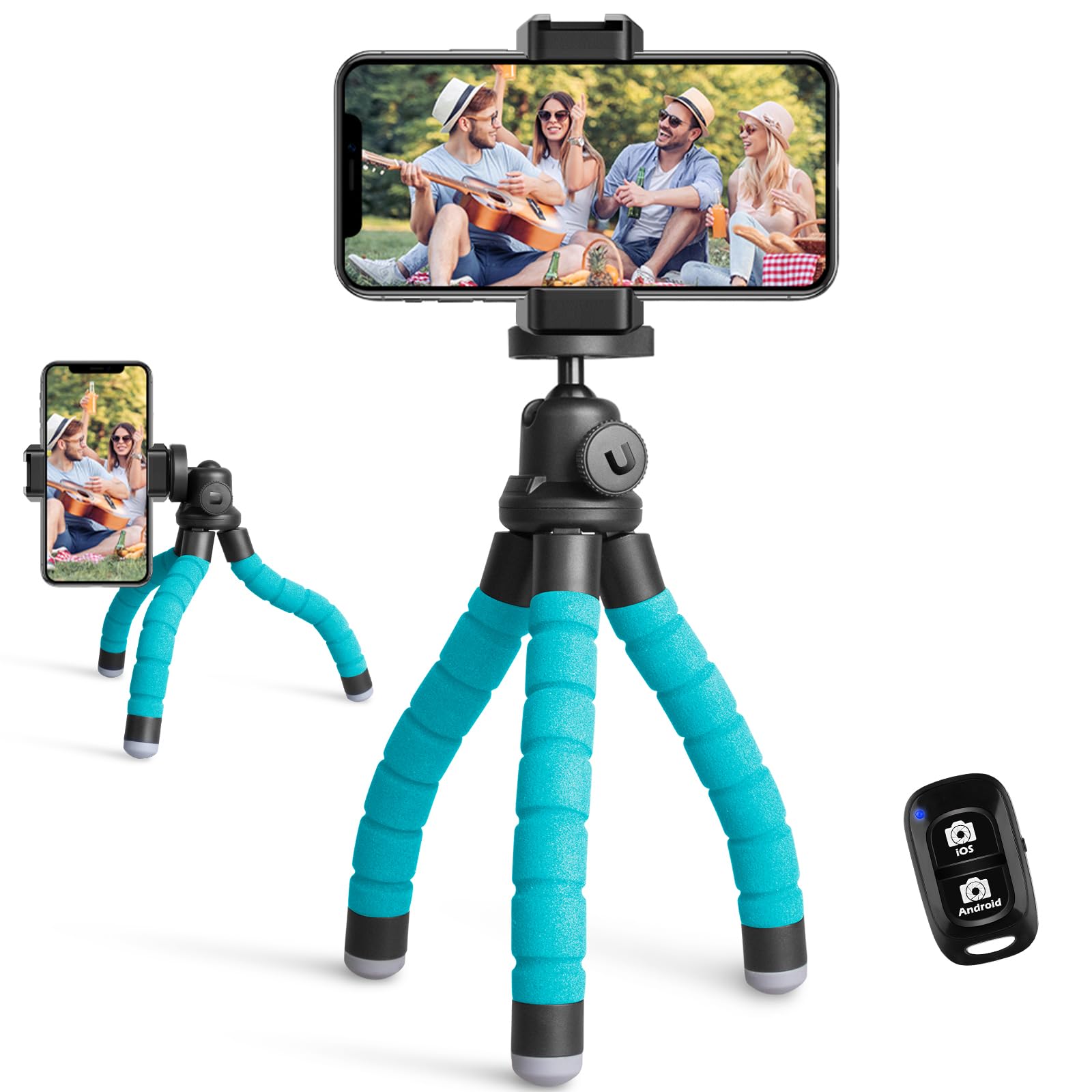 Ubeesize Phone Tripod, Portable and Flexible Tripods with Wireless Remote and Clip, Cell Phone Tripode Stand for Video Recording